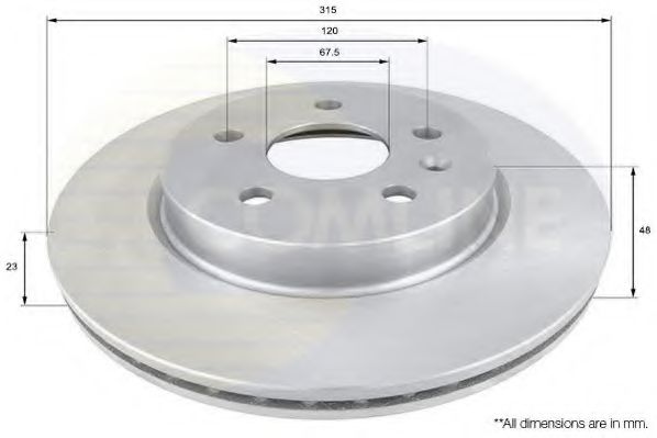 ADC1144V Comline - Диск гальмівний вентильований з покриттям ABS арт. ADC1144V