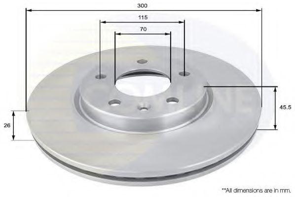 ADC1153V Comline - Диск гальмівний вентильований з покриттям NIPPARTS арт. ADC1153V