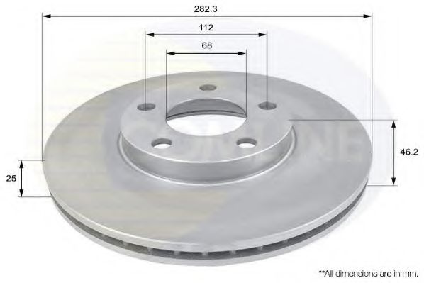 ADC1425V Comline - Диск гальмівний вентильований з покриттям DELPHI арт. ADC1425V