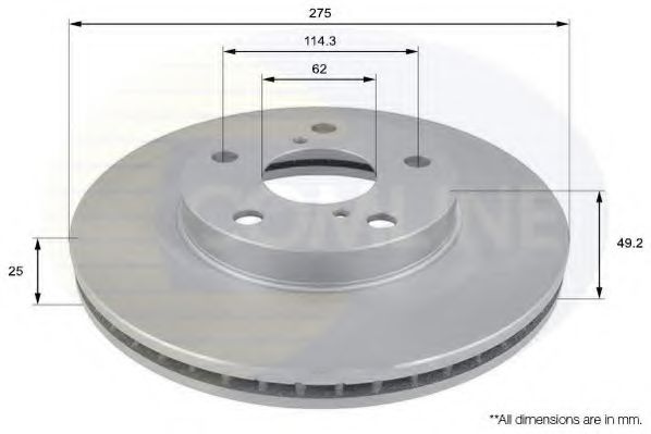 ADC01100V Comline - Диск гальмівний вентильований з покриттям NIPPARTS арт. ADC01100V