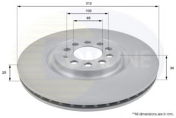 ADC1438V Comline - Диск гальмівний вентильований з покриттям BREMBO арт. ADC1438V