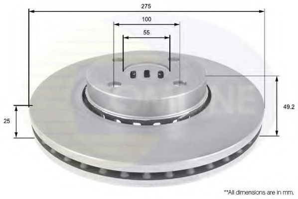 ADC01118V Comline - Диск гальмівний вентильований BREMBO арт. ADC01118V