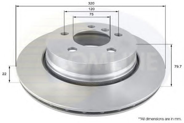 ADC1720V Comline - Диск гальмівний вентильований з покриттям BOSCH арт. ADC1720V