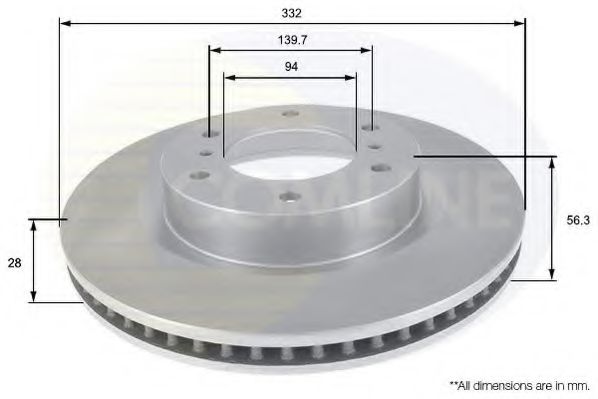 ADC0379V Comline - Диск гальмівний вентильований з покриттям BOSCH арт. ADC0379V