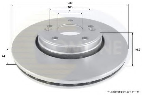 ADC1538V Comline - Диск гальмівний вентильований з покриттям FEBIBILSTEIN арт. ADC1538V