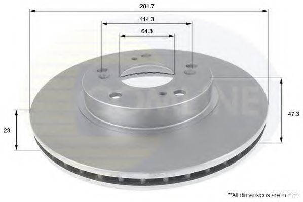 ADC0544V Comline - Диск гальмівний вентильований з покриттям BREMBO арт. ADC0544V