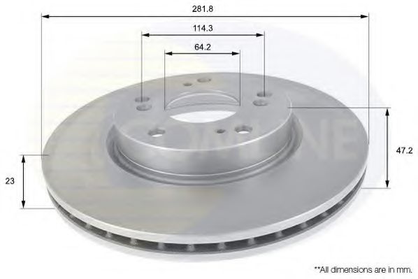 ADC0553V Comline - Диск гальмівний вентильований з покриттям BREMBO арт. ADC0553V