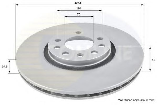 ADC1124V Comline - Диск гальмівний вентильований з покриттям BREMBO арт. ADC1124V