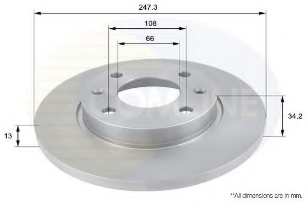 ADC1508 Comline - Диск гальмівний з покриттям BREMBO арт. ADC1508