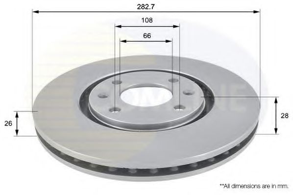 ADC1509V Comline - Диск гальмівний вентильований з покриттям BREMBO арт. ADC1509V