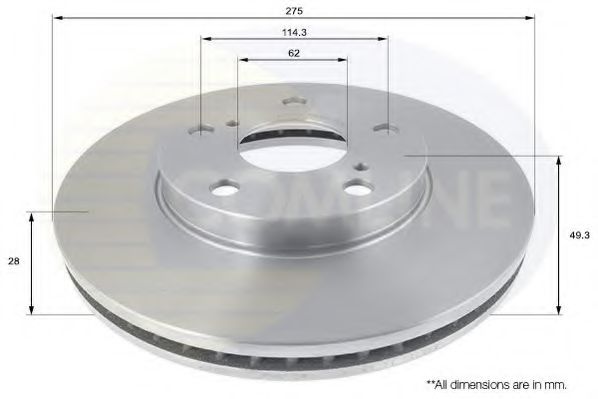 ADC01143V Comline - Диск гальмівний вентильований з покриттям NIPPARTS арт. ADC01143V