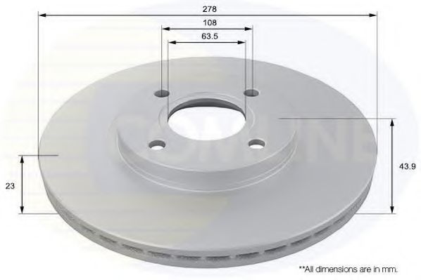 ADC1260V Comline - Диск гальмівний вентильований з покриттям ABS арт. ADC1260V