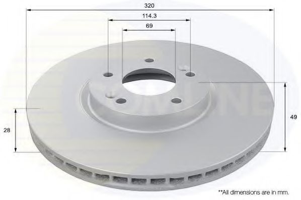 ADC1096V Comline - Диск гальмівний вентильований з покриттям BOSCH арт. ADC1096V