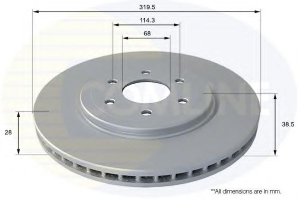 ADC0269V Comline - Диск гальмівний вентильований з покриттям ZIMMERMANN арт. ADC0269V