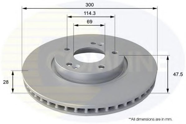 ADC1089V Comline - Диск гальмівний вентильований з покриттям NIPPARTS арт. ADC1089V