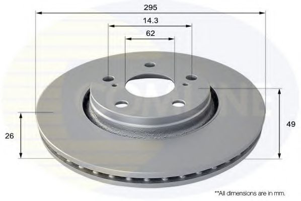 ADC01150V Comline - Диск гальмівний вентильований з покриттям TOYOTA арт. ADC01150V