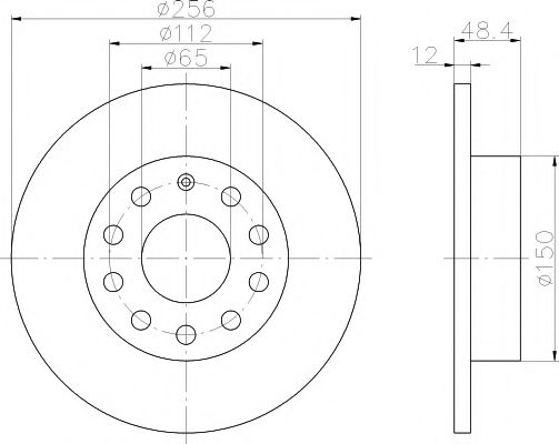 Гальмівний диск зад. Caddy III (260x12) BREMBO арт. 8DD355109641