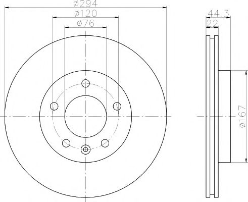 HELLA PRO VW гальмівний диск задн.(вентил.) T5 03- (294*21,9) ZIMMERMANN арт. 8DD355109701