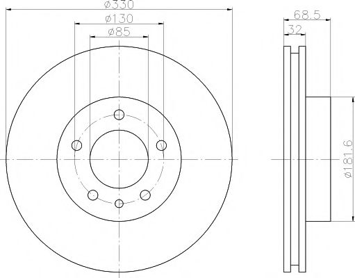 Гальмівний диск перед. Touareg/Cayenne 330mm 3.0-4.2 02- (PRO) Правий TRW арт. 8DD355109741