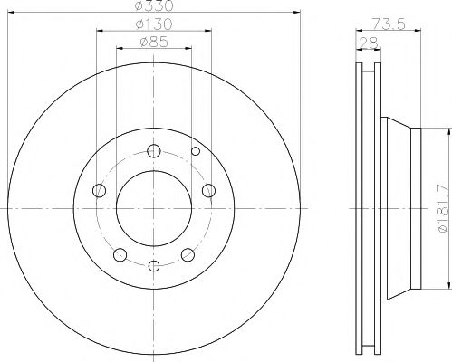 HELLA PRO VW Диск гальмівний задн. Audi Q7,Touareg, PORSCHE Cayenne DELPHI арт. 8DD355109821