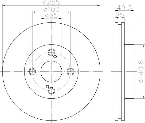 HELLA TOYOTA диск гальмівний передн.Corolla 02- BLUEPRINT арт. 8DD355110431