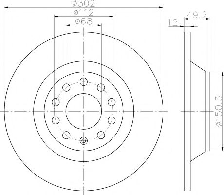 HELLA VW диск гальмівний задній AUDI A6 2.0i 2.4i 2.7TDI 2.8FSI 3.0i 05- (302*11.7) DELPHI арт. 8DD355111181