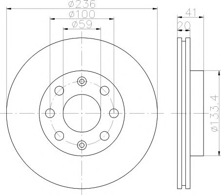 Гальмівний диск перед. Aveo 03- (236x20) BLUEPRINT арт. 8DD355111341