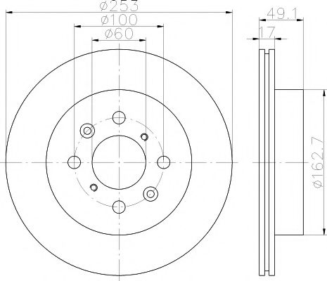 HELLA PRO OPEL гальмівний диск передн. AGILA (A) 00-, SUBARU, SUZUKI COMLINE арт. 8DD355111591