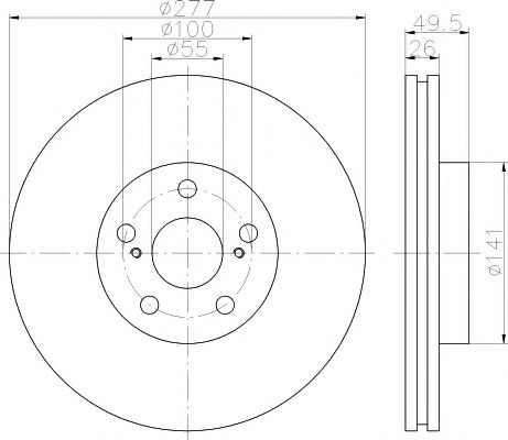 HELLA PRO TOYOTA Гальмівний диск передн. AVENSIS 1.6, 1.8, 2.0 03- NIPPARTS арт. 8DD355111631