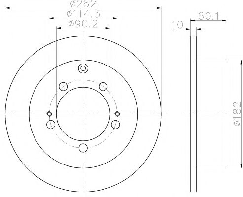 HELLA PRO MITSUBISHI гальмівний диск задн. Airtrek, Lancer VII, Outlander 03- (262*10) NIPPARTS арт. 8DD355118661