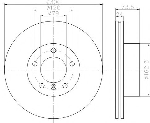 HELLA PRO BMW Гальмівний диск передн. E81/87/90/91/92  (300*24) NK арт. 8DD355111921