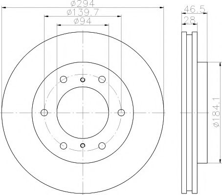 Гальмівний диск перед. L200/Pajero Sport 05- 2.4-3.5 (PRO) ROADHOUSE арт. 8DD355115731