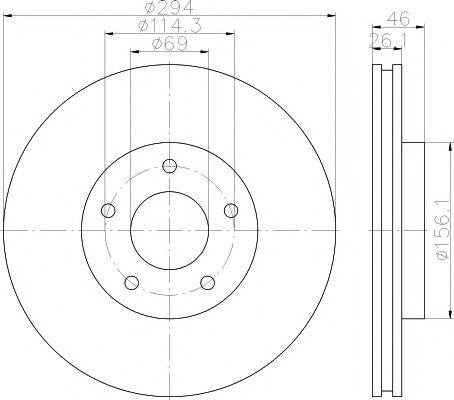 Гальмівний диск перед. C4/Compass/Patriot/ASX/Outlander/4008 06- 1.6-3.6 (PRO) ABS арт. 8DD355115911