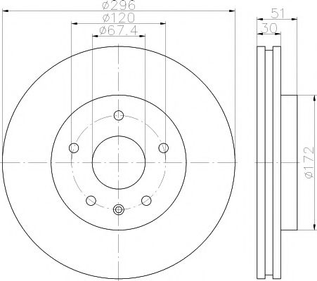 HELLA PRO OPEL диск гальмівний передн.Insignia 08- ZIMMERMANN арт. 8DD355116031