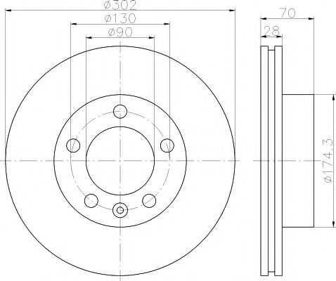 Гальмівний диск перед. Master/Movano 10- (302mm) DELPHI арт. 8DD355117121