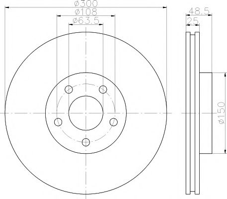 HELLA PRO FORD Гальмівний диск передн. C-MAX, C-MAX II, VOLVO FEBIBILSTEIN арт. 8DD355112191