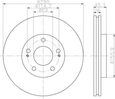 HELLA PRO MITSUBISHI гальмівний диск передн. Grandis 04- (290*26) TRW арт. 8DD355118791