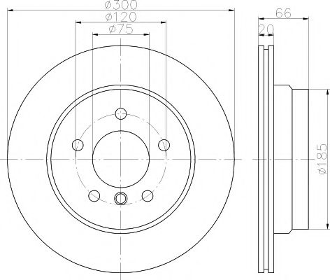 HELLA PRO BMW диск гальмівниий задн.1 E81/87,3 E90,X1 E84 05- COMLINE арт. 8DD355117831