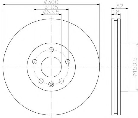 HELLA PRO FORD гальмівний диск передн. Monder 07- S-Max 06- Kuga 08- Galaxy 06- ABS арт. 8DD355118831