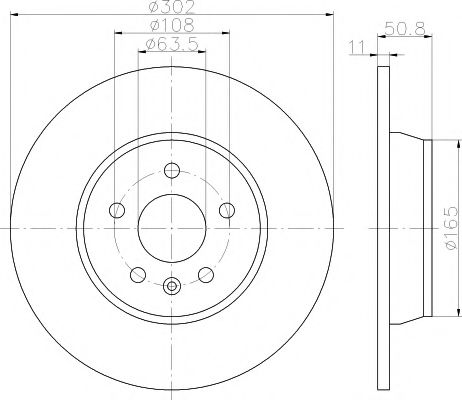 HELLA PRO FORD Диск гальмівний задн. Galaxy, Kuga I, Mondeo IV, S-Max, LandRover 07- BOSCH арт. 8DD355118841