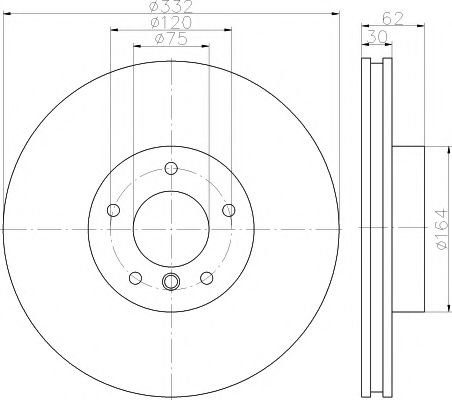 Гальмівний диск перед. BMW X5 (E70/F15/F85) / X6 (F16/F86) 06- (332x30) NK арт. 8DD355117731