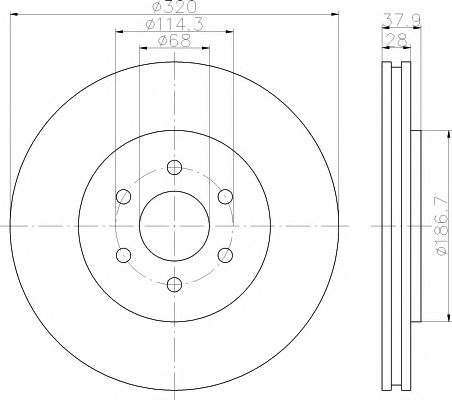 HELLA PRO NISSAN диск гальмівний передн. Navara, Pathfinder  (17") ABS арт. 8DD355119001