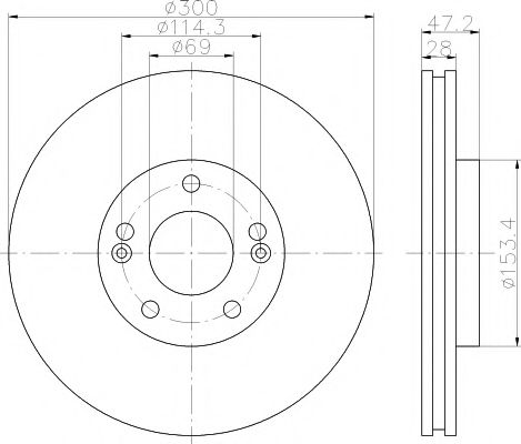 HELLA HYUNDAI диск гальмівний передн. Tucson, ix35, Kia BLUEPRINT арт. 8DD355114511