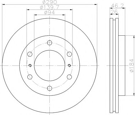 HELLA PRO MITSUBISHI диск гальмівний передн. Pajero 3.2DI-D 07-,3.8 V6 07- BLUEPRINT арт. 8DD355119071