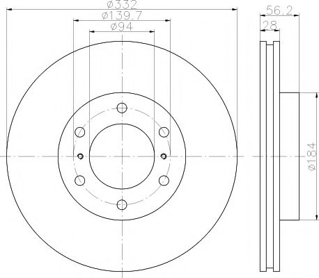 HELLA PRO MITSUBISHI Диск гальмівний передн. Pajero IV 07- BLUEPRINT арт. 8DD355119081