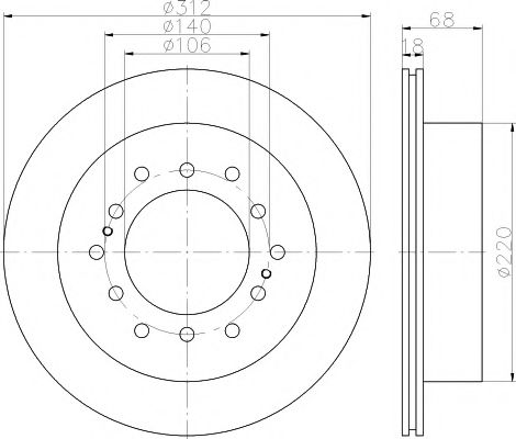 Гальмівний диск зад. Cruiser 300/80/90/Prado/Lexus GX 01-10 3.0-4.7 (PRO) TOYOTA арт. 8DD355114861