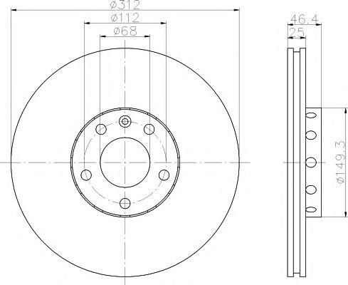 HELLA PRO AUDI диск гальмівний передній A4 A6 98-, Passat, Skoda ZIMMERMANN арт. 8DD355107521