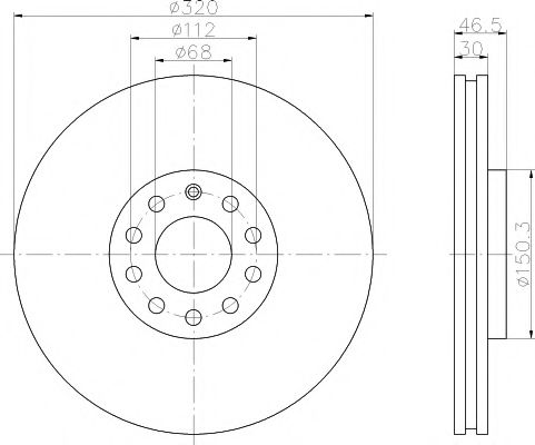 HELLA AUDI Тормозной диск передн.A4,A6 ZIMMERMANN арт. 8DD355107631