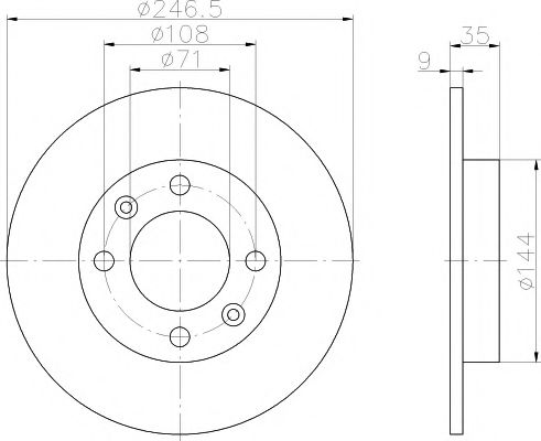 HELLA CITROEN гальмівний диск задній Berlingo, C2, C3, C4 DELPHI арт. 8DD355108391