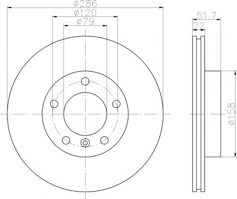 HELLA PRO BMW диск гальмівний перед. (вентил.) E36/46 1,6-2,8 (286*22) NK арт. 8DD355102581